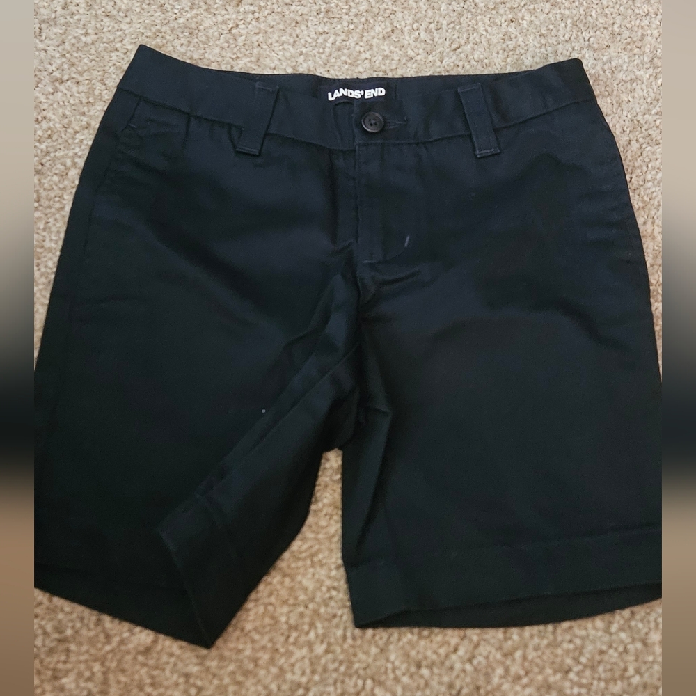 Lands' End Kids Black Shorts With White B embroidered